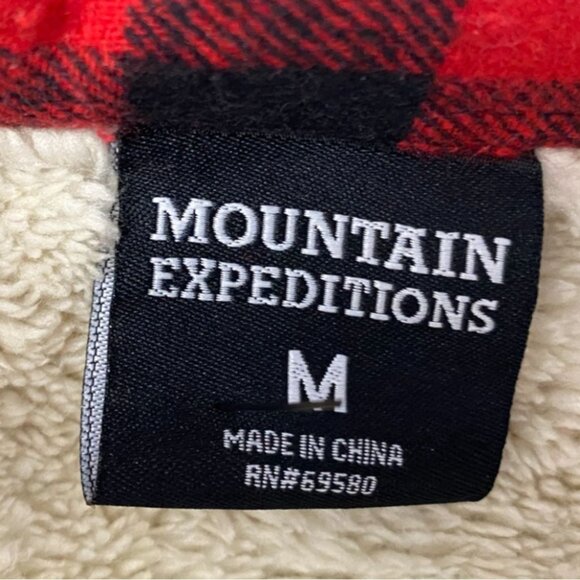 Mountain Expeditions Mens Shirt Jacket Medium Sherpa Lined Plaid Shacket Outdoor - Picture 2 of 9